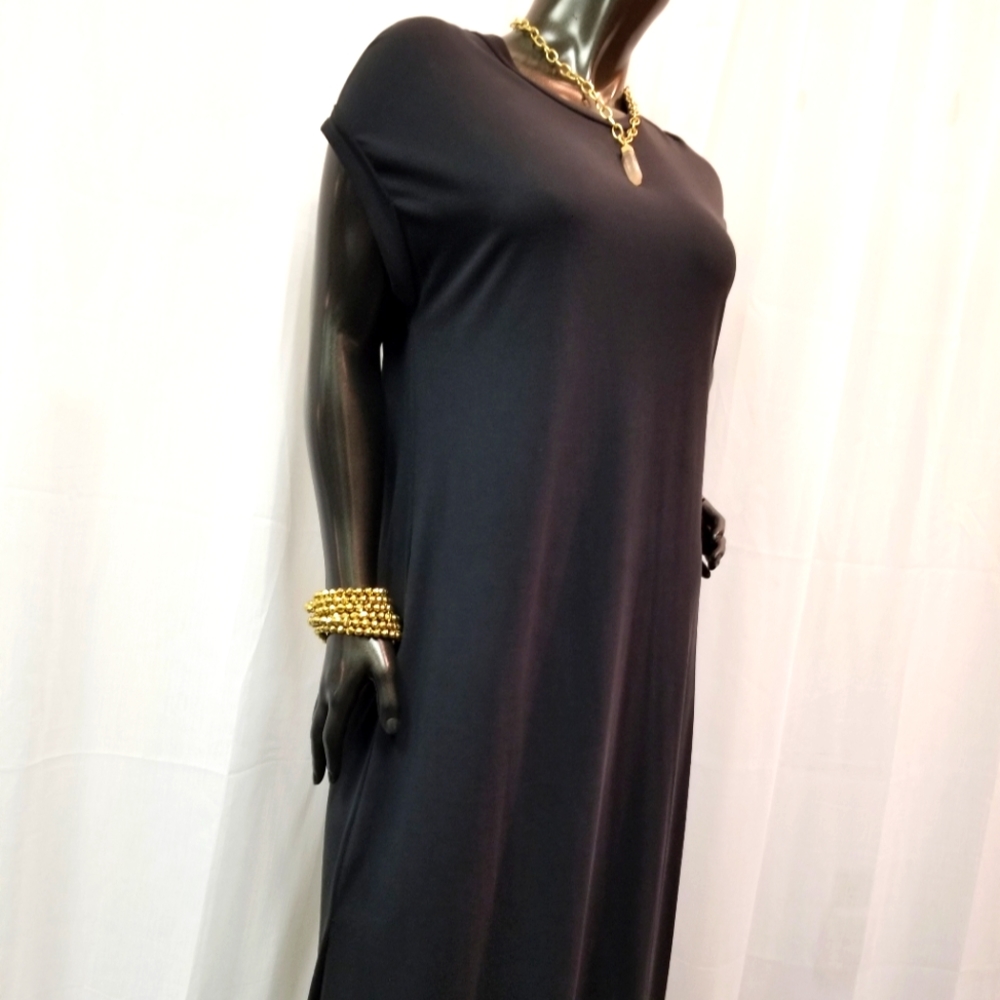Transitional Black Maxi Dress with Side Slits